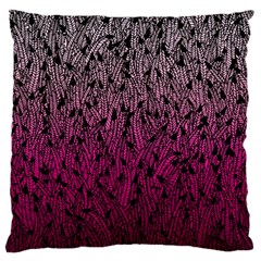 Pink Ombre Feather Pattern, Black, Large Flano Cushion Case (two Sides)