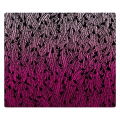 Pink Ombre Feather Pattern, Black, Double Sided Flano Blanket (small) by Zandiepants