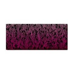 Pink Ombre Feather Pattern, Black, Hand Towel by Zandiepants