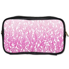 Pink Ombre Feather Pattern, White, Toiletries Bag (two Sides) by Zandiepants