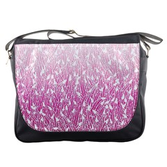 Pink Ombre Feather Pattern, White, Messenger Bag by Zandiepants