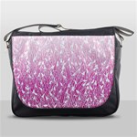 Pink Ombre feather pattern, white, Messenger Bag Front