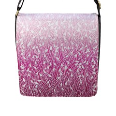 Pink Ombre Feather Pattern, White, Flap Closure Messenger Bag (l) by Zandiepants