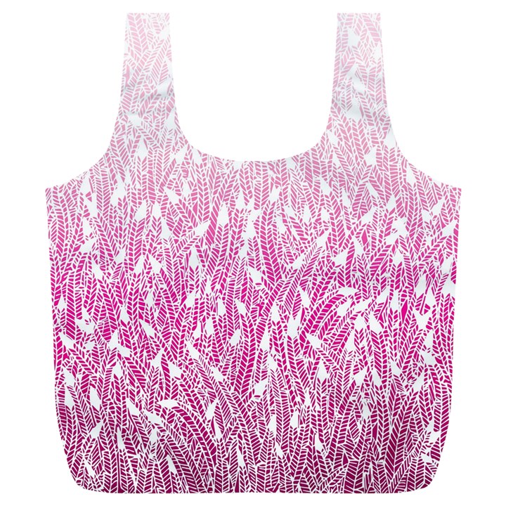 Pink Ombre feather pattern, white, Full Print Recycle Bag (XL)