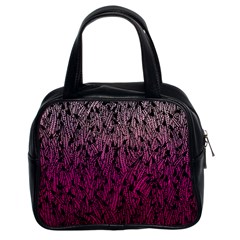 Pink Ombre Feather Pattern, Black, Classic Handbag (two Sides) by Zandiepants