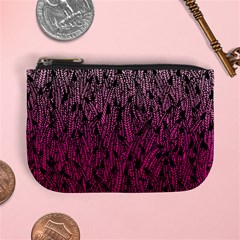 Pink Ombre Feather Pattern, Black, Mini Coin Purse by Zandiepants