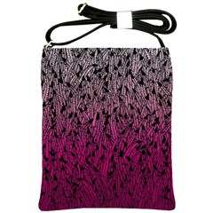 Pink Ombre Feather Pattern, Black, Shoulder Sling Bag by Zandiepants