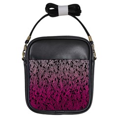 Pink Ombre Feather Pattern, Black, Girls Sling Bag by Zandiepants