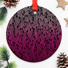 Pink Ombre Feather Pattern, Black, Ornament (round) by Zandiepants