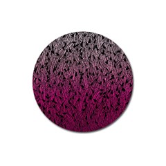 Pink Ombre Feather Pattern, Black, Magnet 3  (round) by Zandiepants