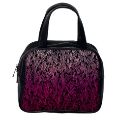 Pink Ombre Feather Pattern, Black, Classic Handbag (one Side) by Zandiepants