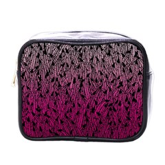 Pink Ombre Feather Pattern, Black, Mini Toiletries Bag (one Side) by Zandiepants