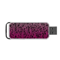 Pink Ombre Feather Pattern, Black, Portable Usb Flash (one Side)