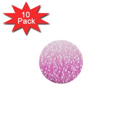 Pink Ombre Feather Pattern, White, 1  Mini Button (10 Pack)  by Zandiepants