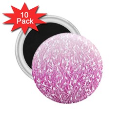 Pink Ombre Feather Pattern, White, 2 25  Magnet (10 Pack) by Zandiepants