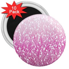 Pink Ombre Feather Pattern, White, 3  Magnet (10 Pack) by Zandiepants