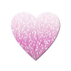 Pink Ombre Feather Pattern, White, Magnet (heart) by Zandiepants