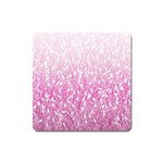 Pink Ombre feather pattern, white, Magnet (Square) Front