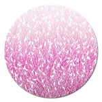 Pink Ombre feather pattern, white, Magnet 5  (Round) Front