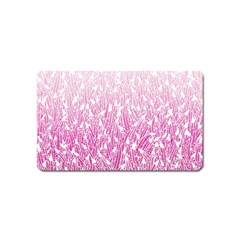 Pink Ombre Feather Pattern, White, Magnet (name Card) by Zandiepants