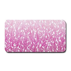 Pink Ombre Feather Pattern, White, Medium Bar Mat