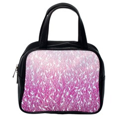 Pink Ombre Feather Pattern, White, Classic Handbag (one Side) by Zandiepants