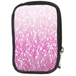 Pink Ombre feather pattern, white, Compact Camera Leather Case Front