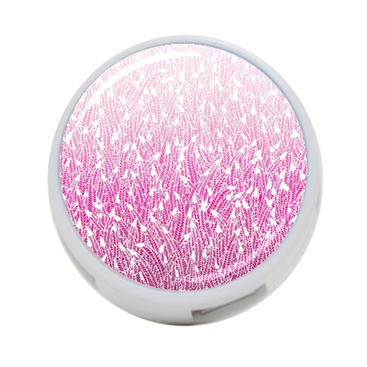 Pink Ombre feather pattern, white, 4-Port USB Hub (Two Sides)