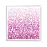 Pink Ombre feather pattern, white, Memory Card Reader (Square) Front