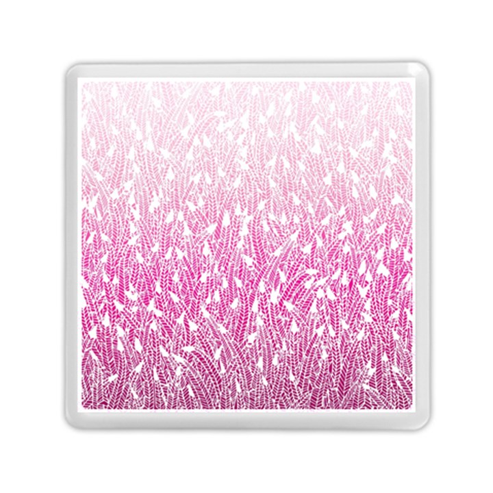 Pink Ombre feather pattern, white, Memory Card Reader (Square)