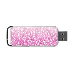 Pink Ombre Feather Pattern, White, Portable Usb Flash (two Sides)