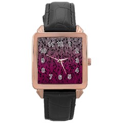 Pink Ombre Feather Pattern, Black, Rose Gold Leather Watch  by Zandiepants