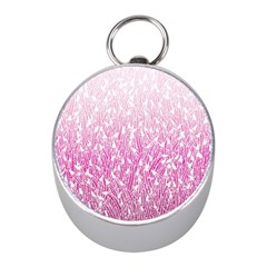 Pink Ombre Feather Pattern, White, Silver Compass (mini)