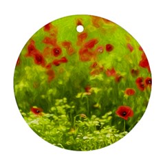 Poppy I Round Ornament (two Sides)  by colorfulartwork