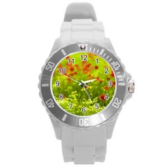 Poppy I Round Plastic Sport Watch (l) by colorfulartwork