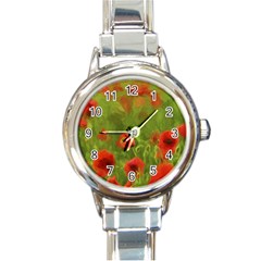 Poppy Ii - Wonderful Summer Feelings Round Italian Charm Watch by colorfulartwork