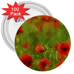 Poppy Ii - Wonderful Summer Feelings 3  Buttons (100 Pack)  by colorfulartwork