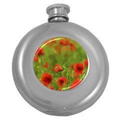 Poppy Ii - Wonderful Summer Feelings Round Hip Flask (5 Oz) by colorfulartwork