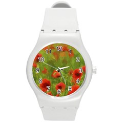 Poppy Ii - Wonderful Summer Feelings Round Plastic Sport Watch (m) by colorfulartwork