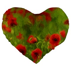 Poppy Ii - Wonderful Summer Feelings Large 19  Premium Heart Shape Cushions