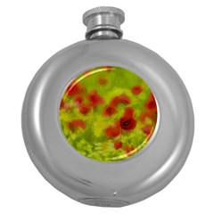 Poppy Iii Round Hip Flask (5 Oz) by colorfulartwork