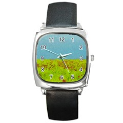 Poppy Iv Square Metal Watch by colorfulartwork