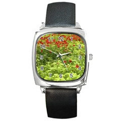 Poppy V Square Metal Watch by colorfulartwork