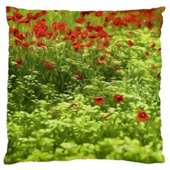 Poppy V Large Cushion Case (one Side) by colorfulartwork