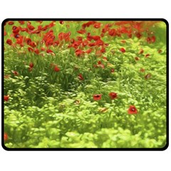 Poppy V Double Sided Fleece Blanket (medium)  by colorfulartwork