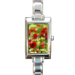 Poppy Vi Rectangle Italian Charm Watch by colorfulartwork