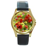 Poppy VI Round Gold Metal Watch Front