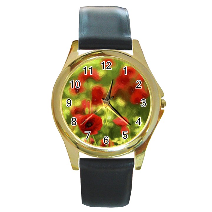 Poppy VI Round Gold Metal Watch