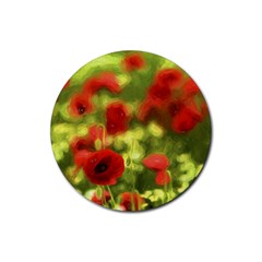 Poppy Vi Rubber Coaster (round)  by colorfulartwork