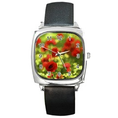 Poppy Vi Square Metal Watch by colorfulartwork